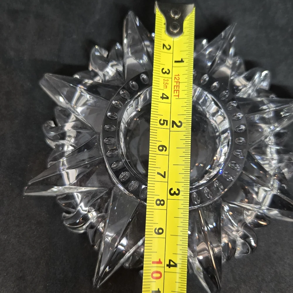 Vintage De Plomb Sunburst 24 Lead Crystal Glass Votive Candle Holder